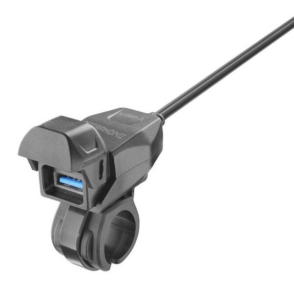 Nabíjačka Interphone USB, na riadidlá motocykla čierna

