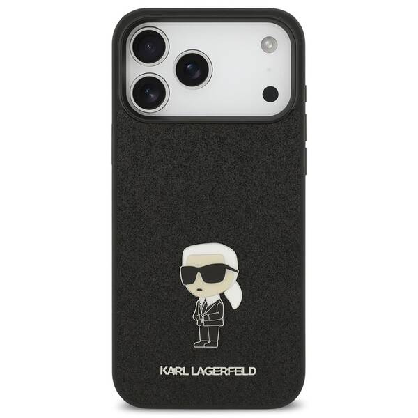 Kryt na mobil Karl Lagerfeld Fixed Glitter Metal Ikonik na Apple iPhone 17 Pro Max čierny


