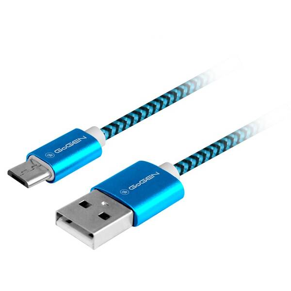 Kábel GoGEN USB / micro USB, 1m, opletený modrý

