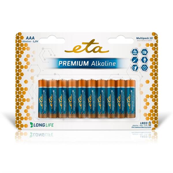 Batéria alkalická ETA ALKALINE AAA, LR03, blister 10ks 

