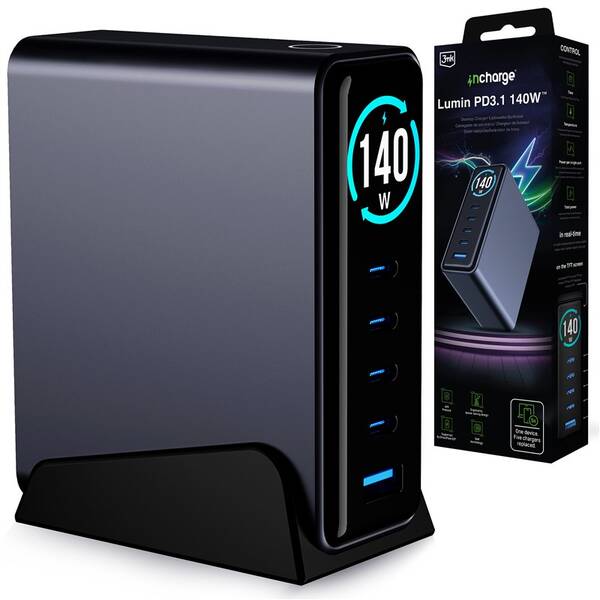 Dokovacia stanica 3mk InCharge Desktop Lumin, GaN3 čierna

