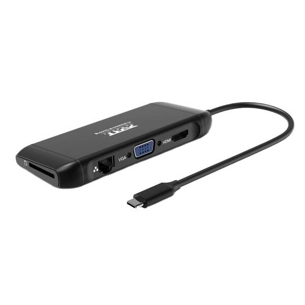 Dokovacia stanica PORT CONNECT 8v1 DUAL SCREEN, HDMI, VGA, 3xUSB-A, RJ-45, TF, SD čierna

