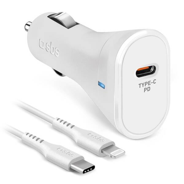 Adaptér do auta SBS USB-C/LGHT 20W WHT 

