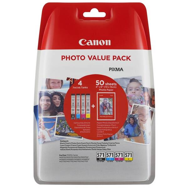 Cartridge Canon CLI-571 XL, 500 strán Photo Value Pack, CMYK 

