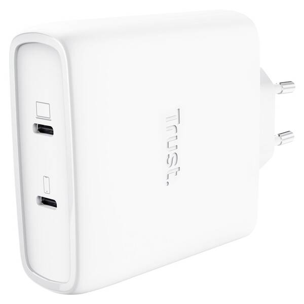Nabíjačka do siete Trust MAXO 100W 2-Port GaN, USB-C biely

