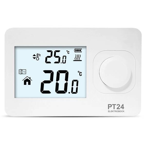 Termostat Elektrobock PT24, izbový biely

