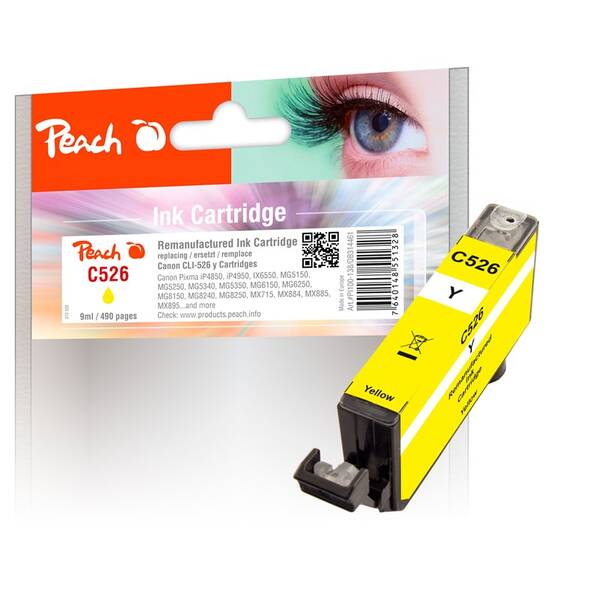 Cartridge Peach Canon CLI-526Y, 490 strán žltá

