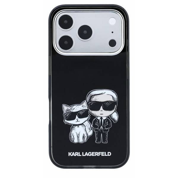 Kryt na mobil Karl Lagerfeld PU Semi Wrap Smooth Sketch Bodies Magsafe na Apple iPhone 18 Pro Max čierny

