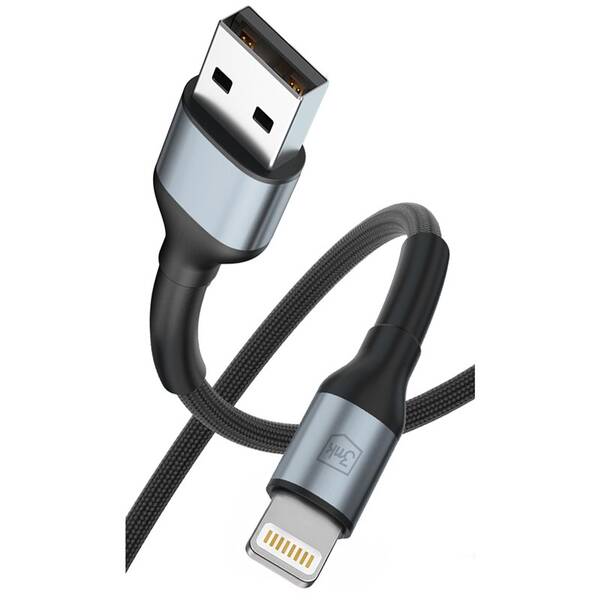 Kábel 3mk N-SERIES USB-A/Lightning 2m QC 3.0 5V/2.4A 12W čierny

