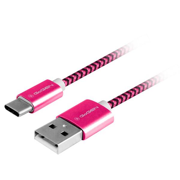 Kábel GoGEN USB / USB-C, 1m, opletený fialový

