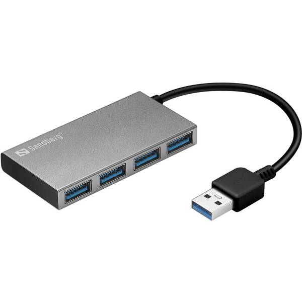 USB Hub Sandberg USB 3.0 Pocket Hub 4-port strieborný

