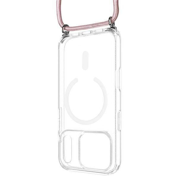 Kryt na mobil FIXED MagPure Neck s ružovou šnúrkou na krk na Apple iPhone 17 Pro/18 Pro ružový

