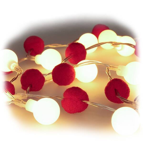 LED dekorácie Solight vianočná reťaz, červená-biela, 20x LED, 1,5m, 2xAA 

