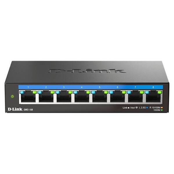 Switch D-Link DMS-108/E 8-port 2.5G Multi-Gigabit čierny

