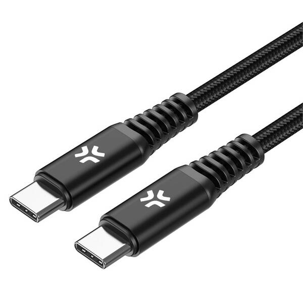 Kábel Celly USB-C/USB-C, opletený, 100 W, 2 m čierny

