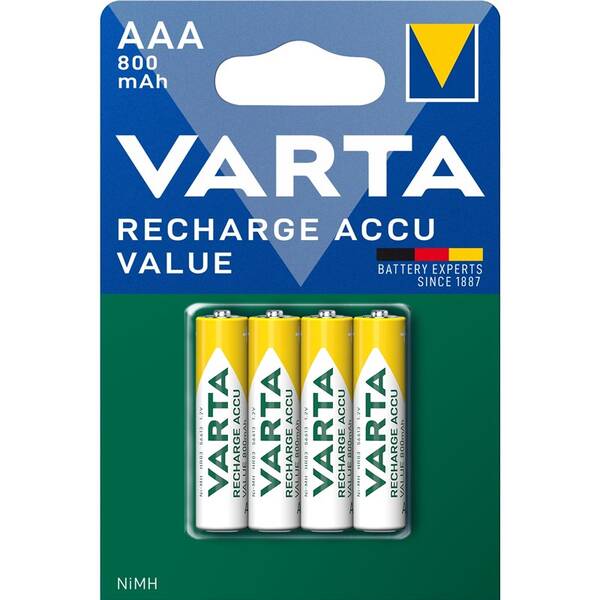 Batéria nabíjacia Varta Value, HR03, AAA, 800mAh, Ni-MH, blister 4ks 

