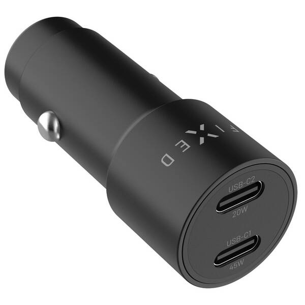 Adaptér do auta FIXED 2xUSB-C, PD 3.0, 65 W čierny

