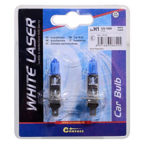 Autožiarovka Compass 08629 12V H1 55W P14,5s WHITE LASER (2 ks) 

