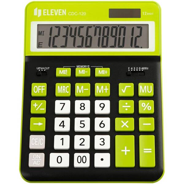Kalkulačka Eleven CDC-120-BK/GN, stolná, dvanásťmiestna čierna/zelená

