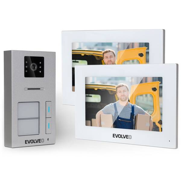 Dverný videotelefón Evolveo EVOLVEO DoorPhone AP2-2 drôtový, pre dva byty s aplikáciou biely

