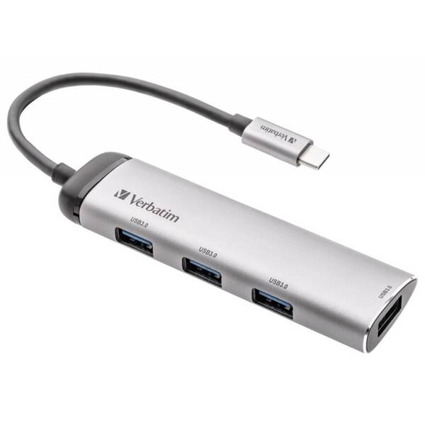 USB Hub Verbatim USB-C/USB 3.2 Gen 1 strieborný

