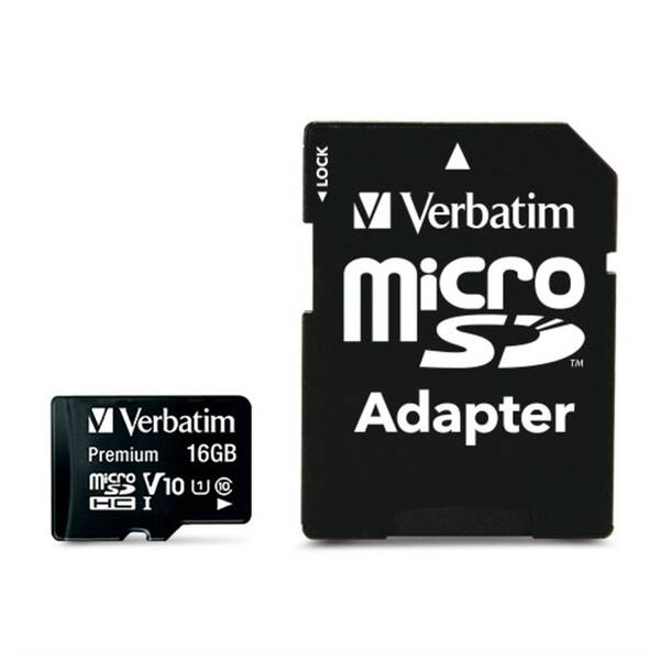 Pamäťová karta Verbatim micro SDHC 16GB Class 10 (80R/10W) + adapter 

