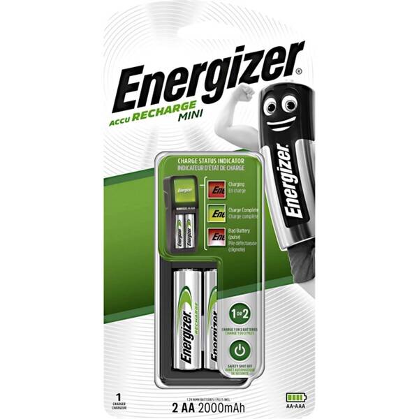 Nabíjačka Energizer pocket + AA, 2000 mAh (2 ks) čierna

