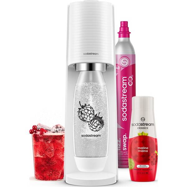 Výrobník sódovej vody SodaStream TERRA White Malina Zero Mpack biely

