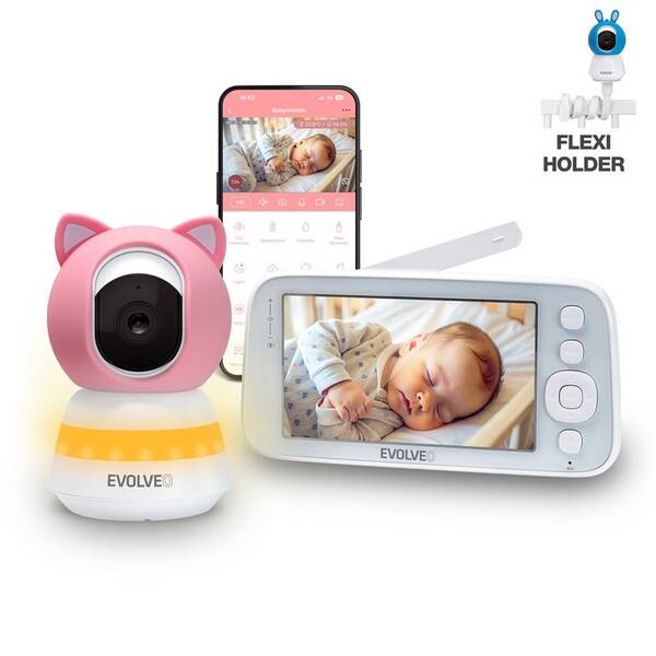 Detská elektronická pestúnka Evolveo Baby Monitor N5 (CAM-5-P) ružová

