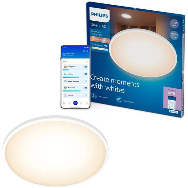 LED stropné svietidlo Philips Smart LED WFB 32 W SuperSlim biele

