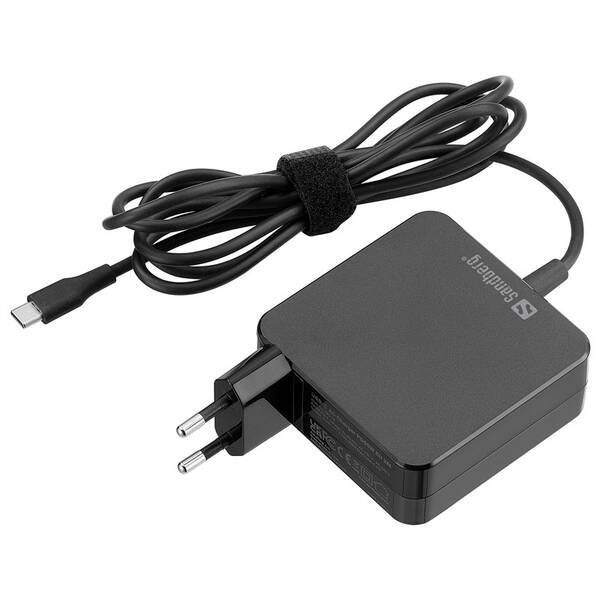 Sieťový adaptér Sandberg USB-C AC Charger PD65W, EU 2M čierny

