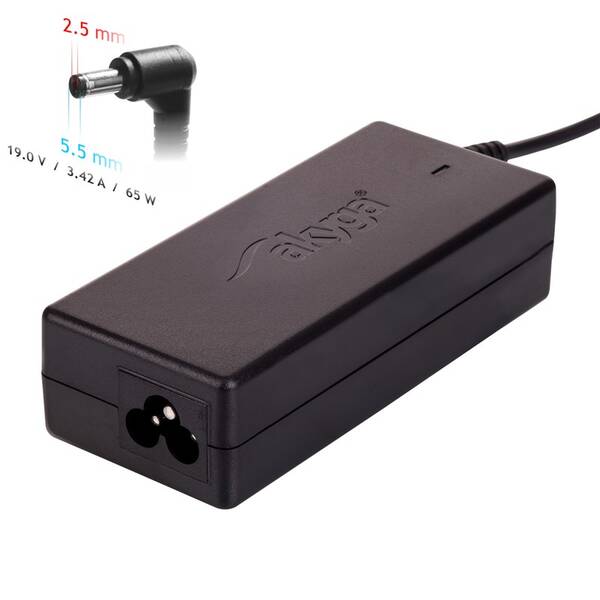 Sieťový adaptér Akyga pre notebook 19V/3.42A 65W 5.5x2.5 mm pre ASUS/TOSHIBA/LENOVO 

