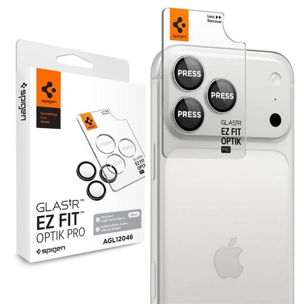 Tvrdené sklo Spigen tR EZ Fit Optik Pro na Apple iPhone 18 Pro Max/18 Pro (2 ks) strieborné

