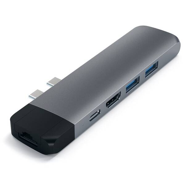 USB Hub Satechi USB-C PRO Hub (HDMI 4K, Pass Through Charging, 1x USB 3.0, 1x MicroSD, Ethernet) sivý

