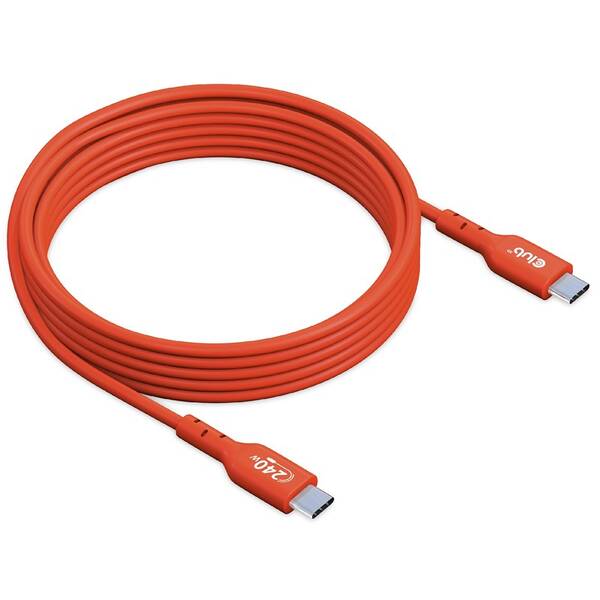 Kábel Club3D USB-C/USB-C PD 240W, 2m oranžový

