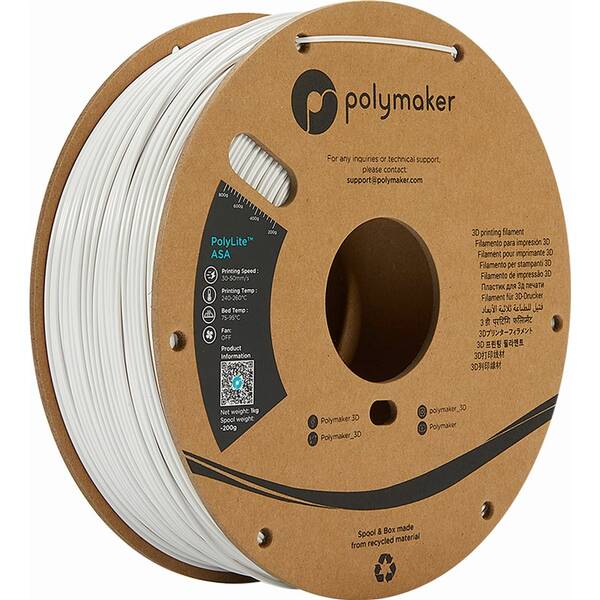Tlačová struna (filament) Polymaker PolyLite ASA, 1,75 mm, 1 kg biely

