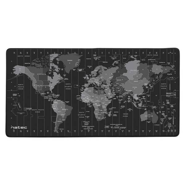 Podložka pod klávesnicu a myš Natec Maxi Time Zone Map, 80 × 40 cm čierna

