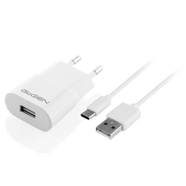 Nabíjačka do siete GoGEN ACH 103 CC, 1x USB 1A + USB-C kábel 1m biela

