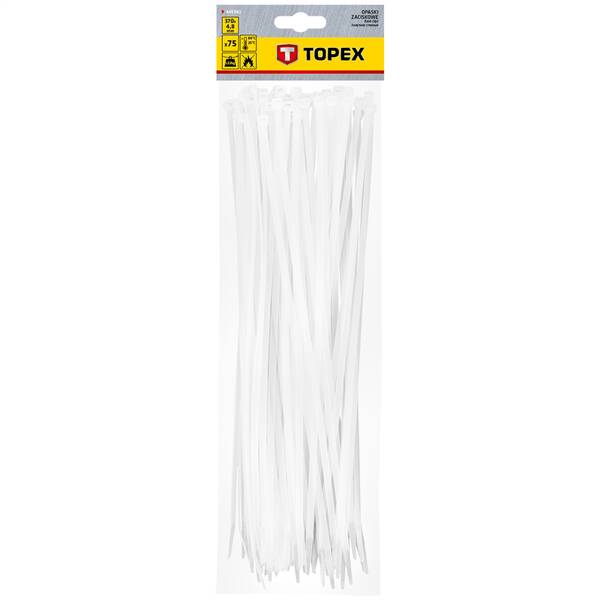 Sťahovacie pásky Topex 4,8x370 mm (75 ks) 

