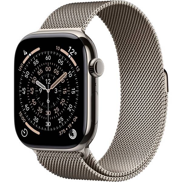 Inteligentné hodinky Apple GPS + Cellular 42mm prírodný titán - prírodný milánsky ťah 

