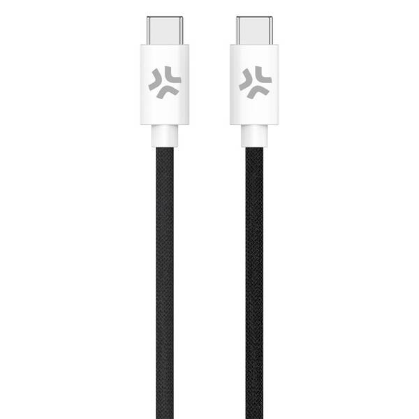 Kábel Celly USB-C/USB-C, opletený (bavlnený), 60 W, 1,5 m čierny

