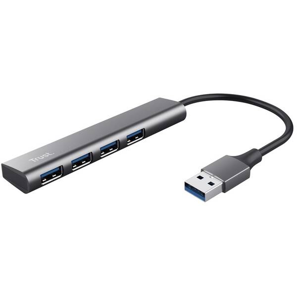 USB Hub Trust Halyx Aluminium USB/4x USB 3.2 Gen1 strieborný

