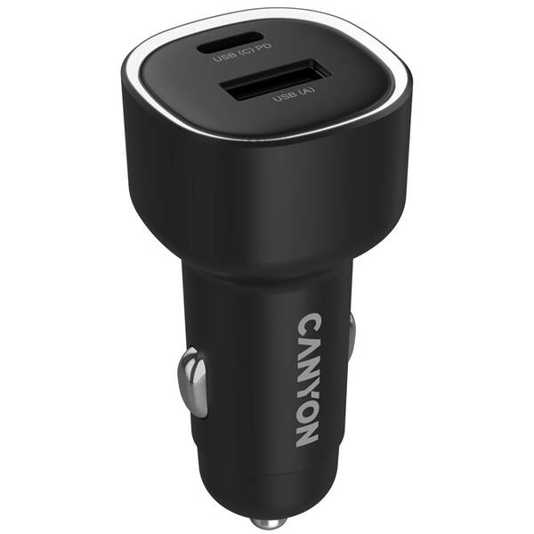 Adaptér do auta Canyon OnDrive 85 PD 83W USB-A+USB-C čierny

