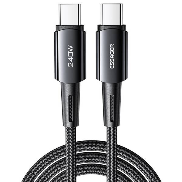 Kábel Essager Sunset USB-C / USB-C 2.0 5A, 240W, 2m čierny

