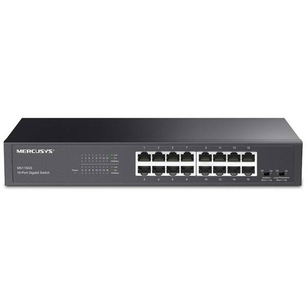 Switch Mercusys MS116GS, 16 port, Gigabit čierny

