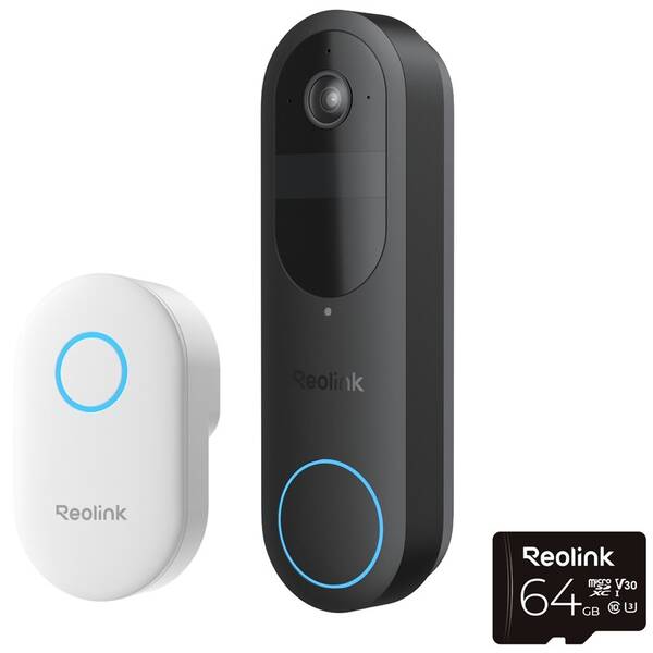 Videozvonček Reolink D340B + Chime + 64GB microSD karta čierny

