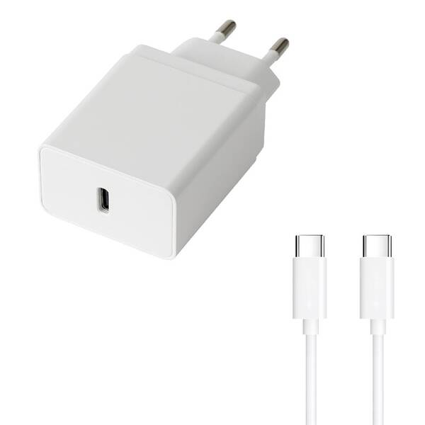 Nabíjačka do siete WG 1xUSB-C PD, 18W + USB-C kabel biela

