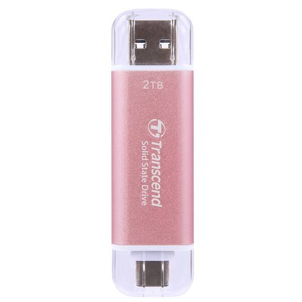 SSD externý Transcend ESD310C 2TB, USB-A/USB-C ružový

