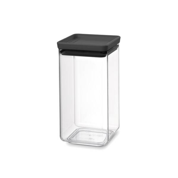 Dóza na potraviny Brabantia Square 1,6 l, dark grey čierna/priehľadná

