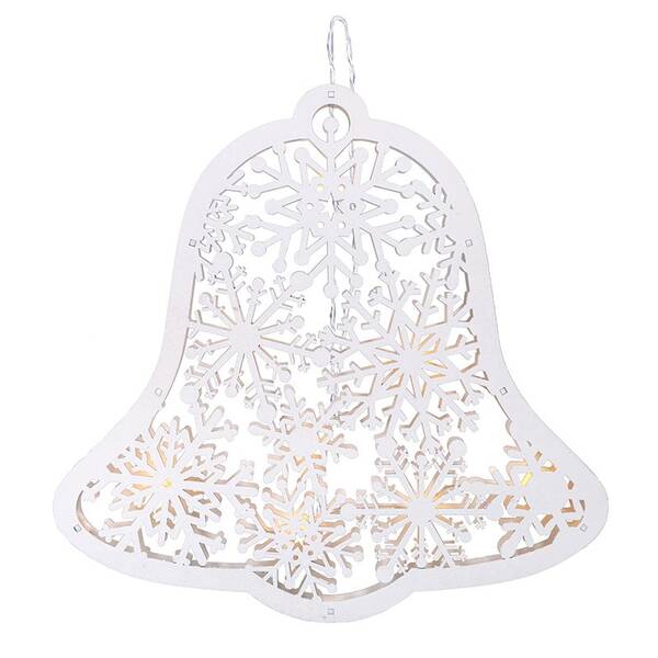 LED dekorácie Solight drevený vianočný zvonček, 9x LED, biela, 30cm, časovač, 2x AA 

